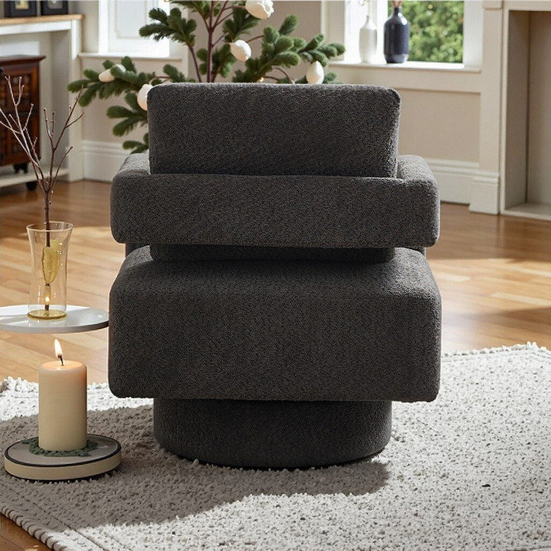 Fauteuil d'appoint pivotant de 29 pouces de large avec coussin de dossier amovible et rotation à 360 °, capacité de 250 lb
