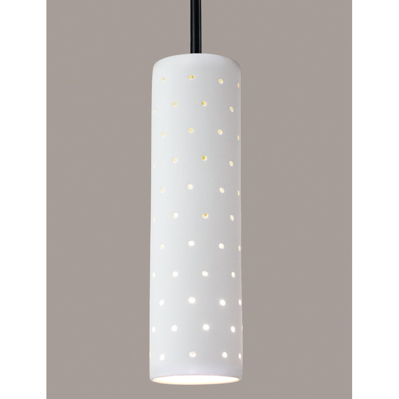 Luminaire suspendu cylindrique 1 lumière DEL Stockport Shim, Bisque