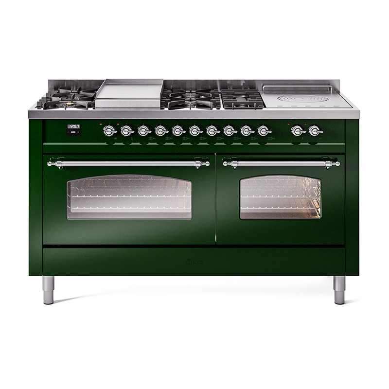 ILVE Nostalgie II 60 Dual Fuel Range, 5 Burners, Griddle, Frenchtop , Natural Gas, Stainless Steel/Copper