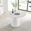 Edzard Statement Round Dining Table Set in Luxury Beige Stone Effect & 4 Faux Leather Dining Chairs-88576395
