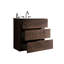 Lavabo pour salle de bain en noyer. Vaste espace de rangement, fonctionnement silencieux. Poignée ergonomique - Apparence. Bassin blanc. 30 po en noyer pré-assemblé. Capacité de travail intérieure accrue. Armoire moderne.-1981778285-1981778284