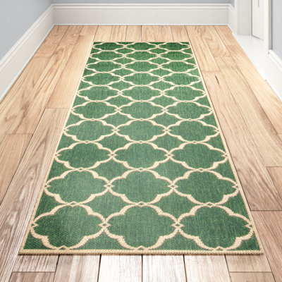 Fromm Geometric Green/Creme Area Indoor/Outdoor Area Rug