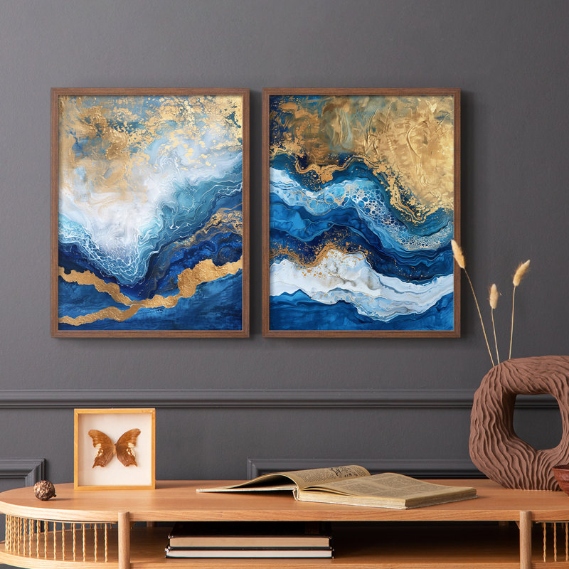ABSTRACT Series CDX-Premium, reproduction encadrée - prête à être accrochée - aucun clou requis - aucun clou requis, Noyer
