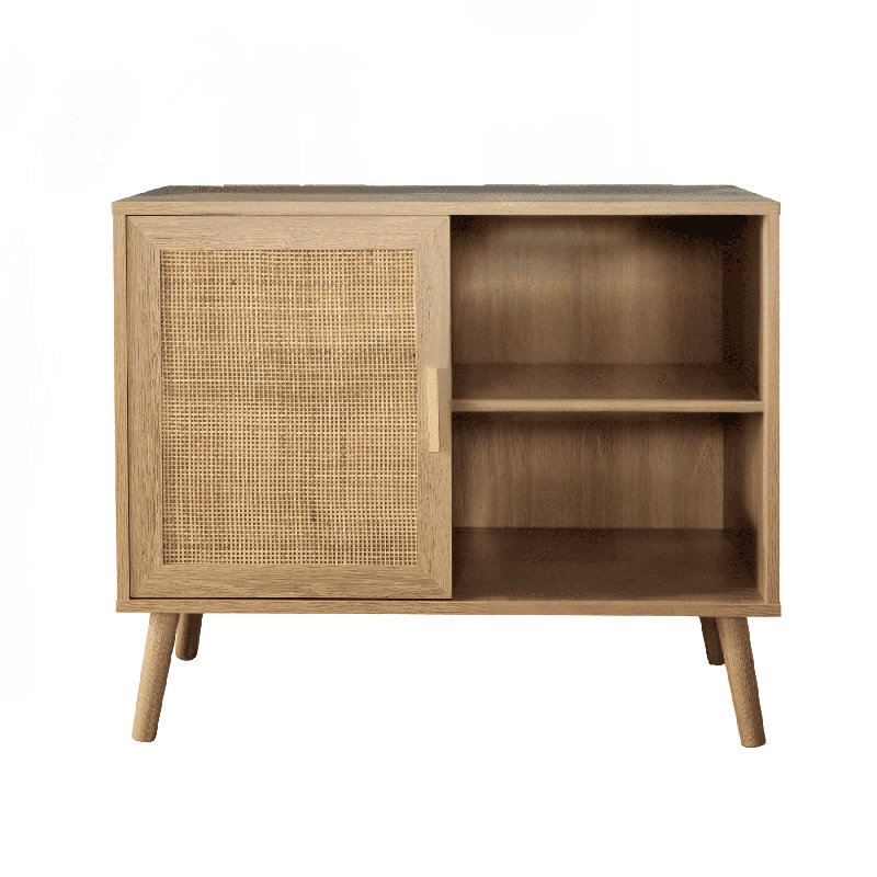 Anelise 1 Rattan Door Open Shelving Sideboard Cabinet Storage Unit