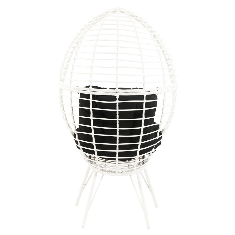 Élégante chaise de patio avec coussin en mousse confortable - salon de détente noir et blanc