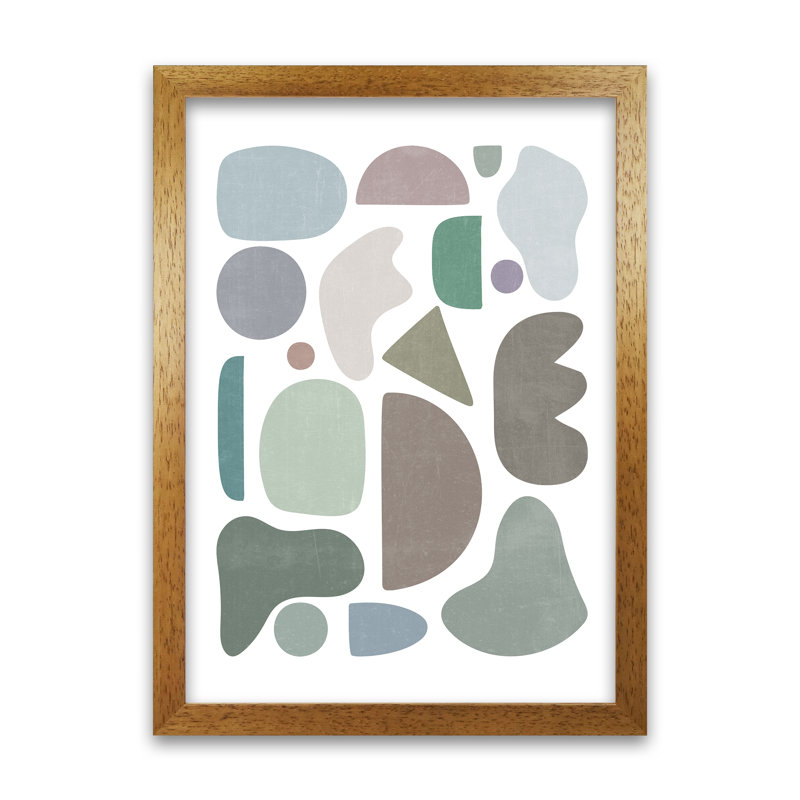 Abstract Terrazzo Shapes A - Print, Oak Frame, 42cm H x 30cm W x 3cm D