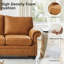 Canapé de 85 po de luxe, canapé confortable en simili cuir 3 places avec accoudoirs roulés et garniture cloutée, brun