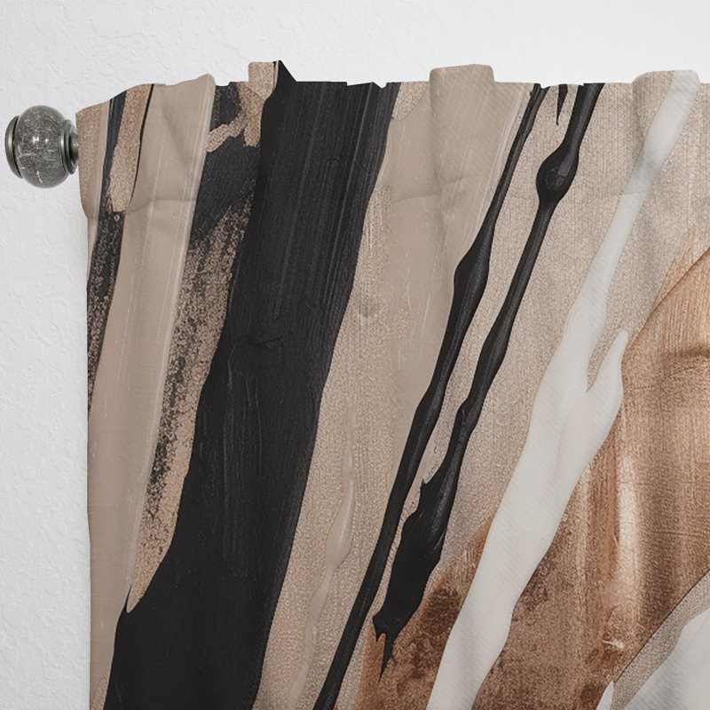 Maitlan - Rose Gold Embracing Essence Of Lines V - Modern Velvet Curtain - Room Darkening - 1 panel, 52" W x 108" L