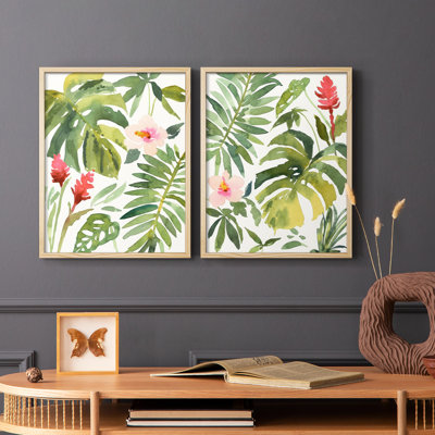 «Tropical Farrago I», reproduction encadrée de qualité supérieure - prête à être accrochée - aucun clou requis - aucun clou requis