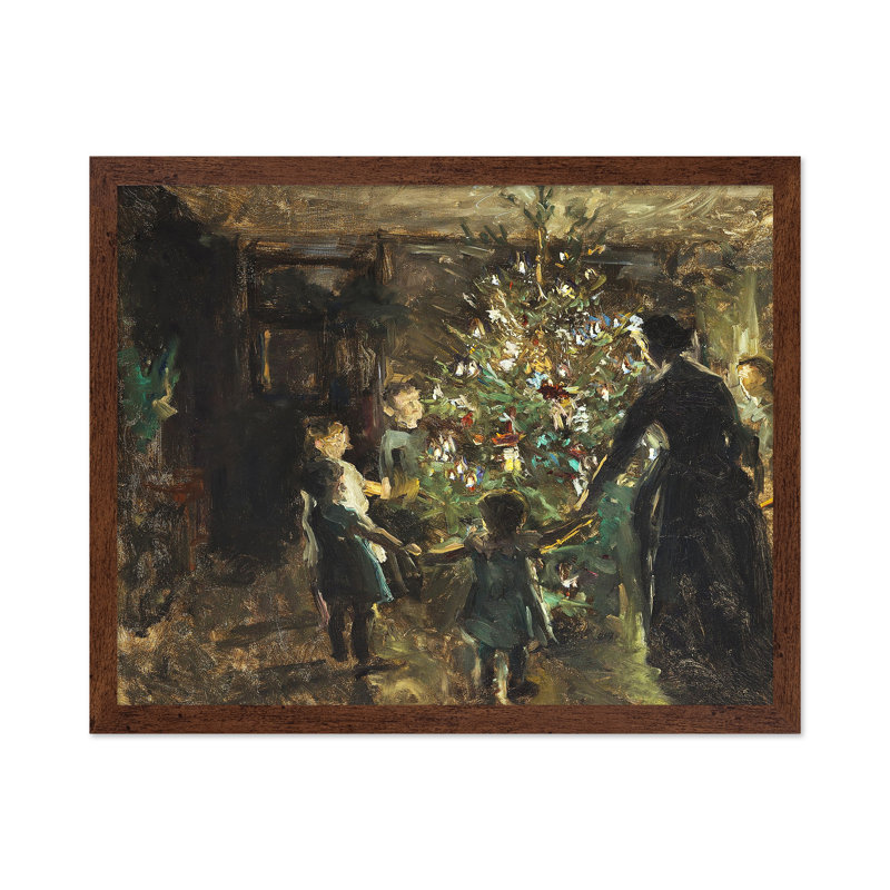 Peinture d'arbre de Noël, Affiche, H 08 po x l 10 po, Brown Framed