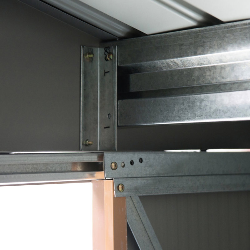 Remise de rangement extérieure 7 pi x 4 pi, acier, 4 évents, 2 portes coulissantes, spacieuse pour les outils de jardin, entretien de la pelouse, fournitures de piscine, unité jaune, 4 pi, garage galvanisé