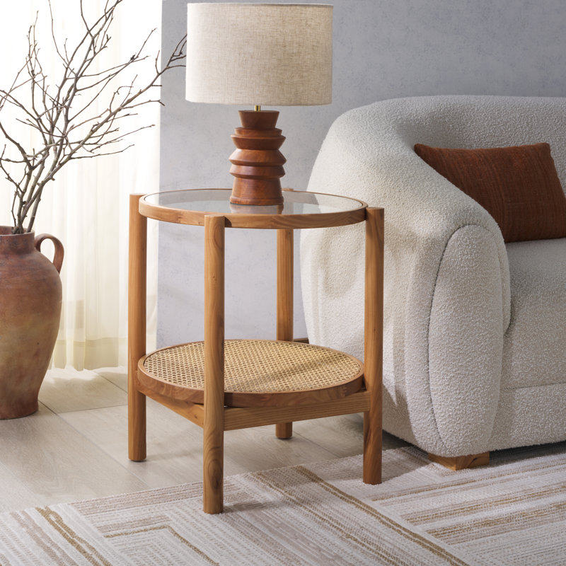 Karyna Glass End Table, Black