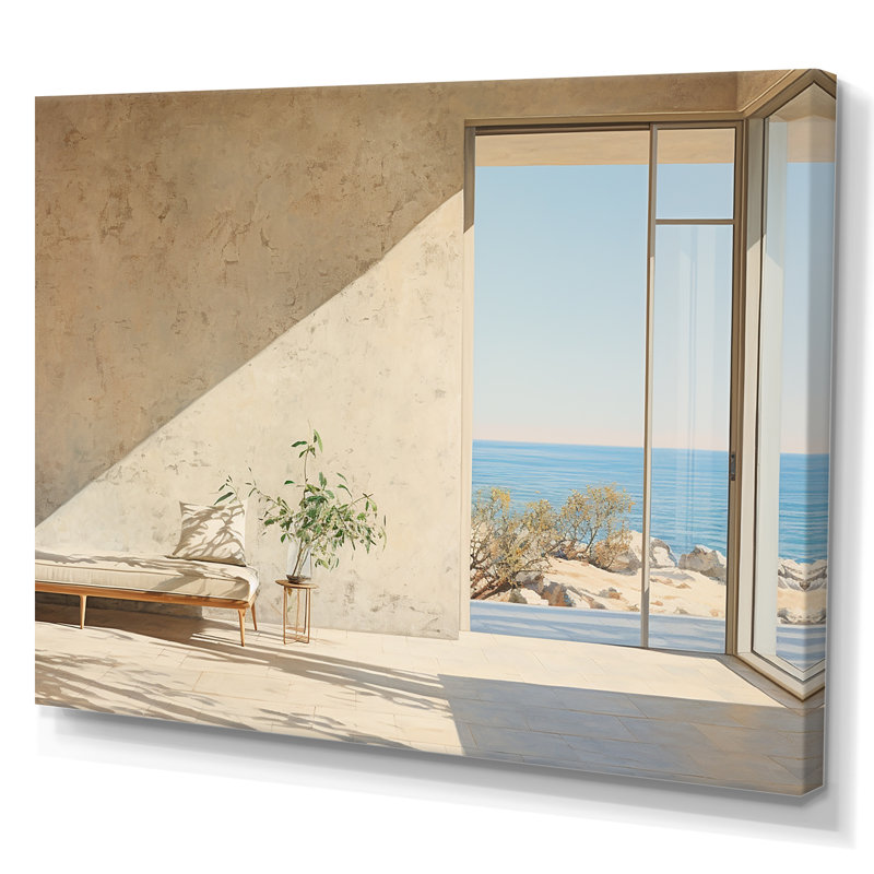 " Beach Windows Horizon III ", Wrapped Canvas, 16" H x 32" W x 1" D