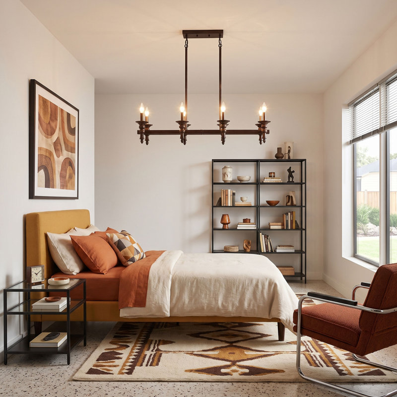 8 - Light Iron Chandelier, Brown