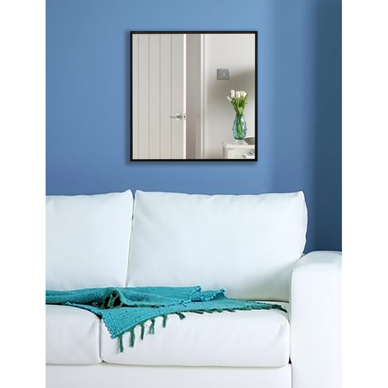 Derosier Metal Flat Wall Mirror, 27.5'' x 27.5'', Black