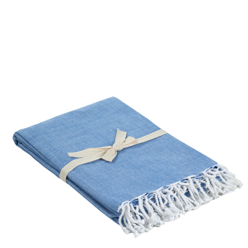 Campana Hand Woven Throw Blanket, Denim