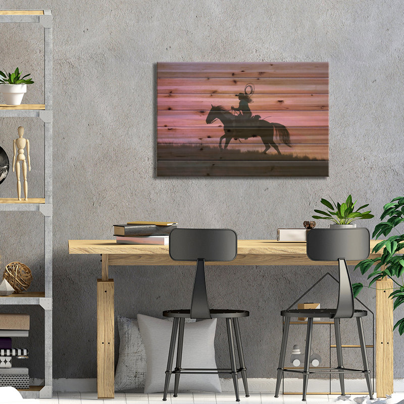 Silhouette de cowboy IV, H 26 po x l 40 po x P 1,5 po