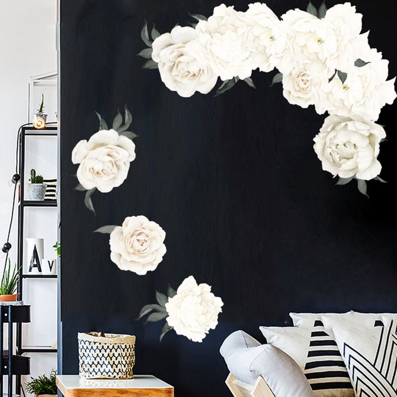 Pivoine rose, fleurs, art mural, autocollants, chambre d'enfant, décoration de chambre de bébé