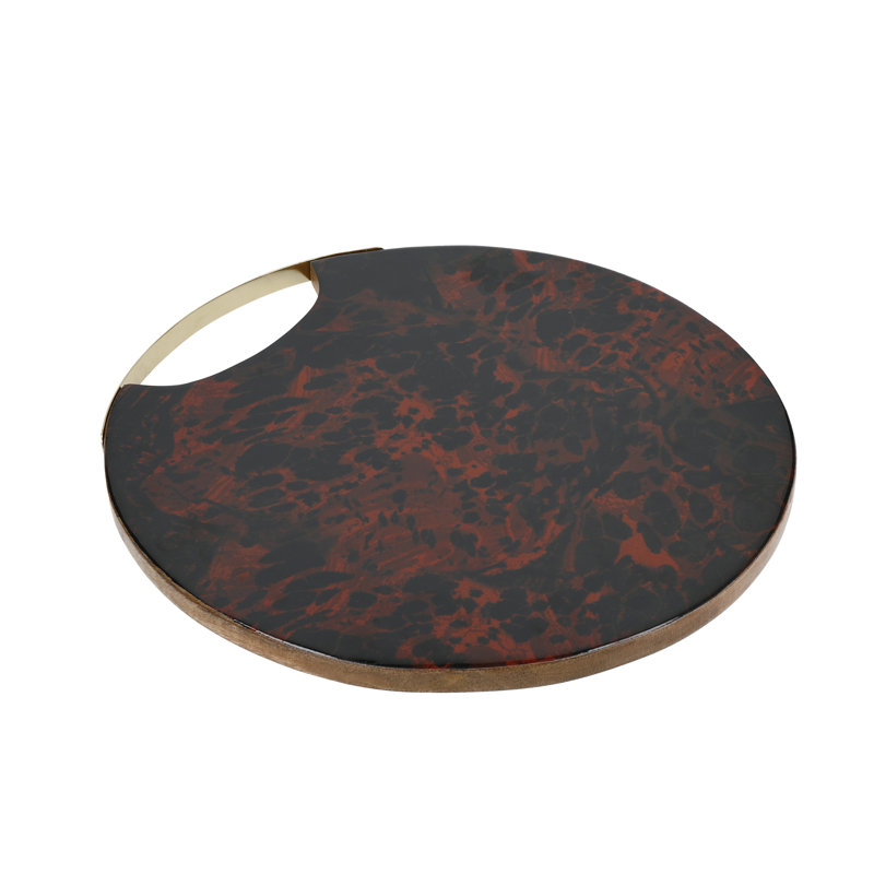 Artesà Mango Wood Round Serving Platter with Tortoiseshell Resin Finish