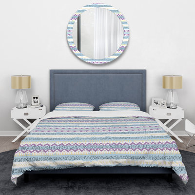 Ensemble de housse de couette en microfibre crème / mauve 3 pièces