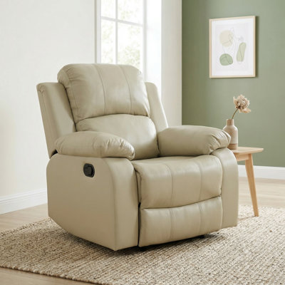 Peanut Colored Manual Function Lounge Chair | Thick Wear-Resistant Fabric | 110-115 ° Reclining | Solid Wood Frame