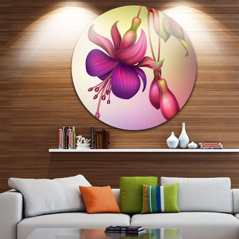 « fuchsia floral avec feuilles vertes », impression, H 23 po x l 23 po x P 1 po, Métal