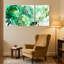Plantes et fleurs, art floral aquarelle vert, ensemble de 3 impressions sur toile-1713008802