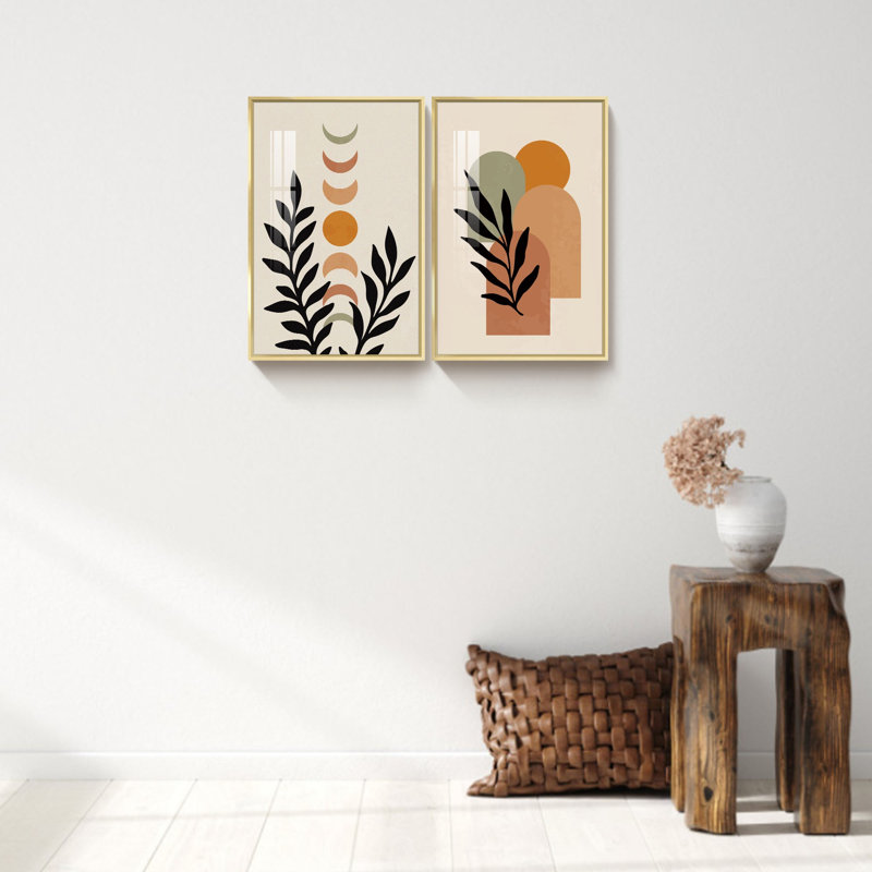 Boho Artwork, 2 pièces, Or, H 16 po x l 24 po x P 1 po