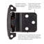 Surface variable à fermeture automatique superposée, cadre frontal à ouverture automatique 3/8 po - fer noir - charnières de porte d'armoire (ensemble de 2)-125303920-125303925