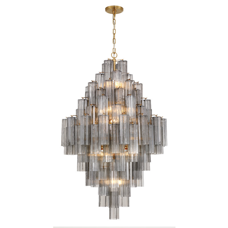Wesham 20 Light Aged Brass Chandelier, Gris, Laiton vieilli
