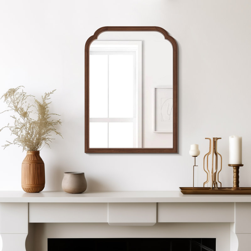 Miroir mural en bois massif pour salle de bain ou chambre à coucher, 30 po x 22 po, Noyer