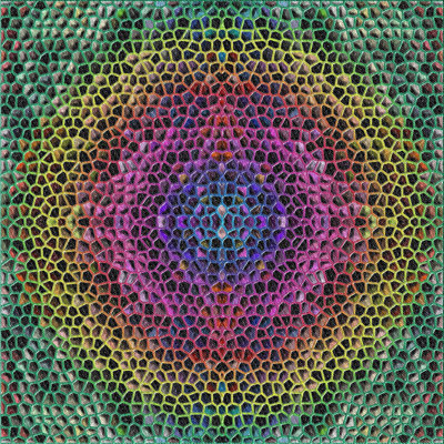Tapis rose/jaune/vert à motif