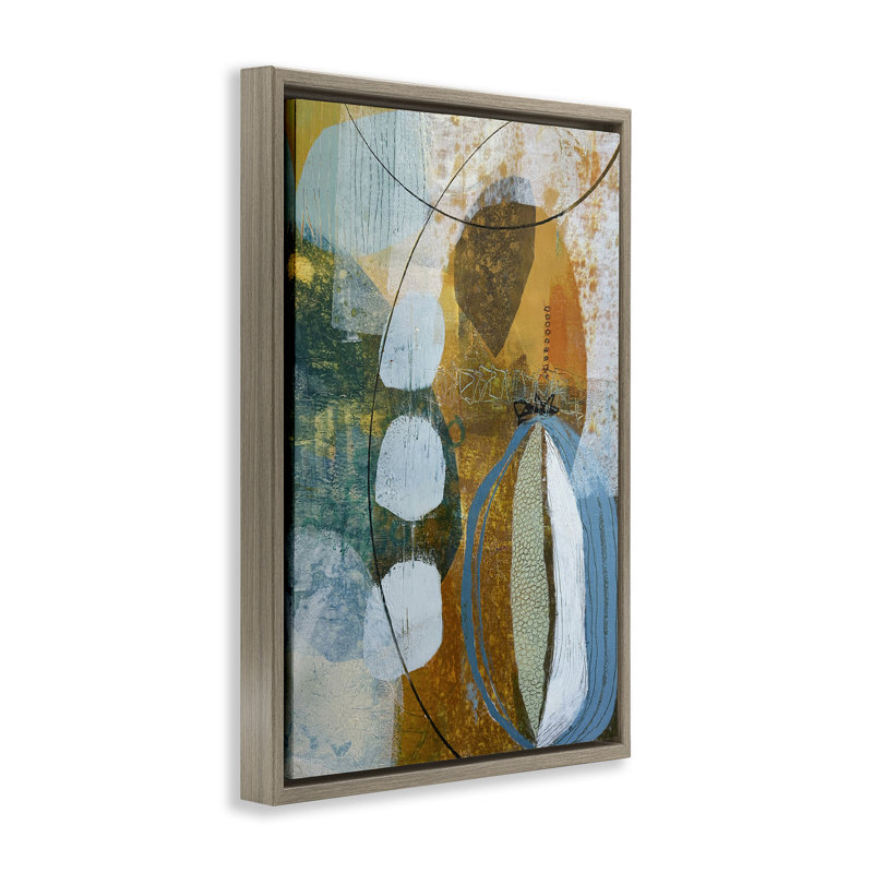 Toile flottante abstraite et expressive par Pamela K. Beer, Cadre flottant orme Montalcino, H 31 po x l 25 po
