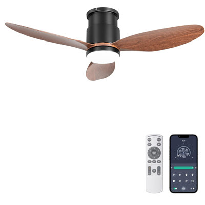 Ventilateur de plafond encastré de 42 po avec lumières, télécommande / contrôle d'application, à intensité variable, ventilateur de plafond intérieur / extérieur silencieux pour porche, chambre à coucher, cuisine