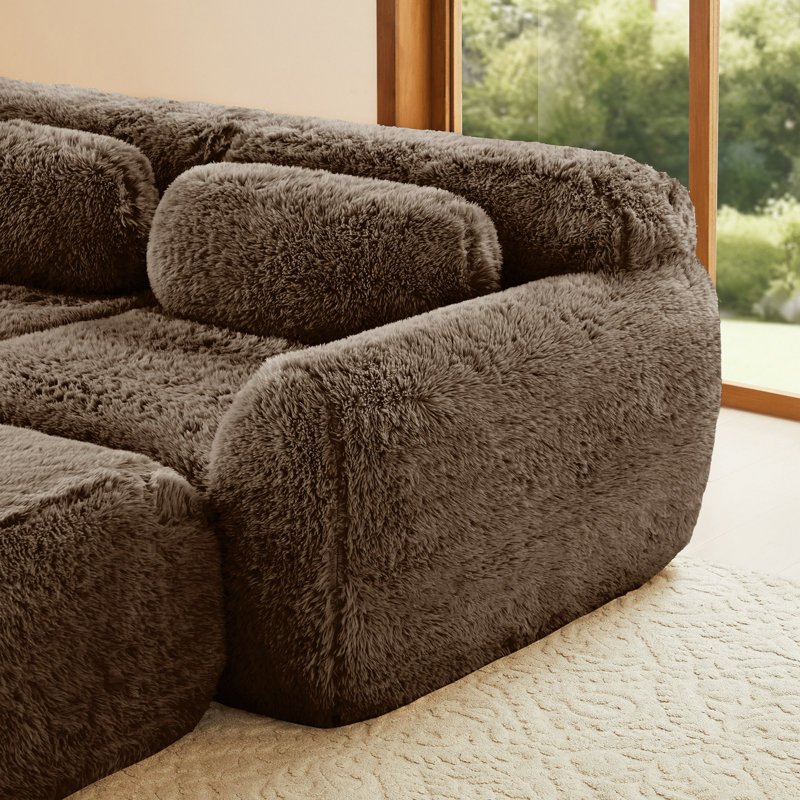 Tissu moelleux doux de 80 po, canapé désossé, aucun assemblage requis, conception antidérapante inférieure avec méridienne, assise profonde, combinaison haute densité sans éponge 32D pour étude