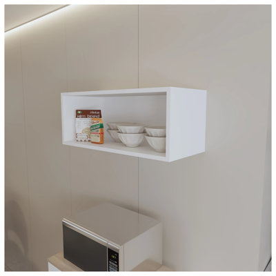 Armoire murale White Rock avec rangement ouvert - Organisateur de cuisine moderne en panneau de particules, l 30 po x P 12,5 po