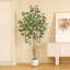 Faux ficus Agostino avec pot de fleurs rond blanc-1639527801