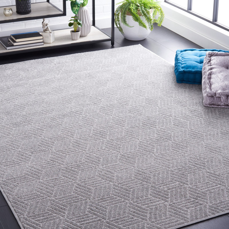 Motif et tapis uni gris en gris, Rectangle 5 pi 3 po x 7 pi 6 po