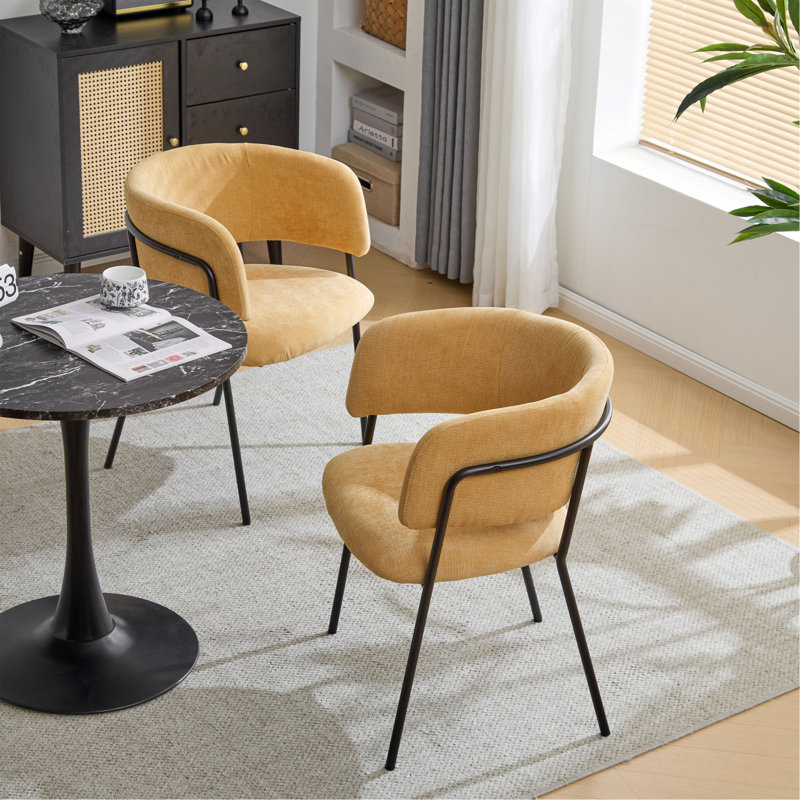 Ensemble de 2 chaises de salle à manger rembourrées Modern, Jaune