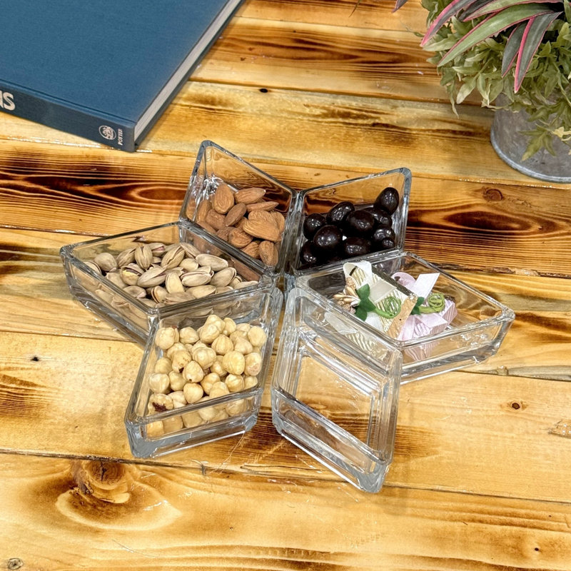 Ensemble Mekayla / 6 plateaux en verre