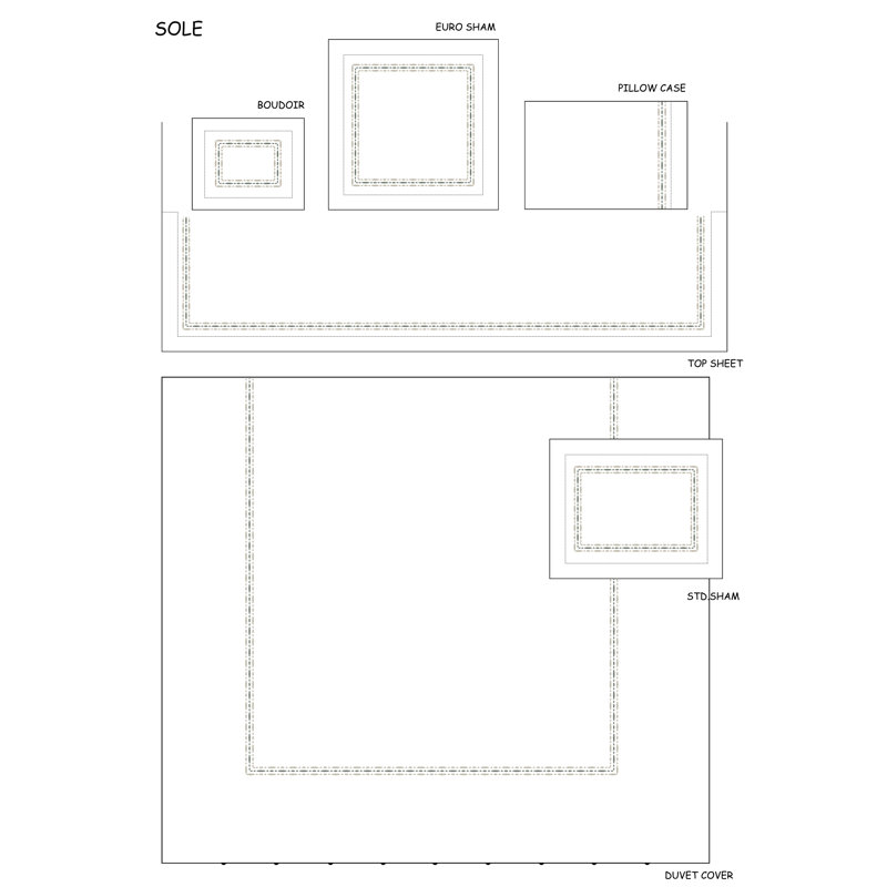 Sole Embroidery By DEA Flat Sheet, Twin Flat Sheet, White/Ice Blue