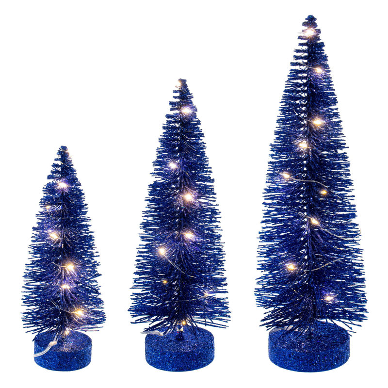  Ensemble d'arbre de brosse à bouteille bleue éclairée de 8 po à 10 po à 12 po., null, null, null