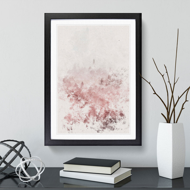 Church in an Italian Forest - Picture Frame Painting Print, Black Framed, 33cm H x 24cm W x 2cm D