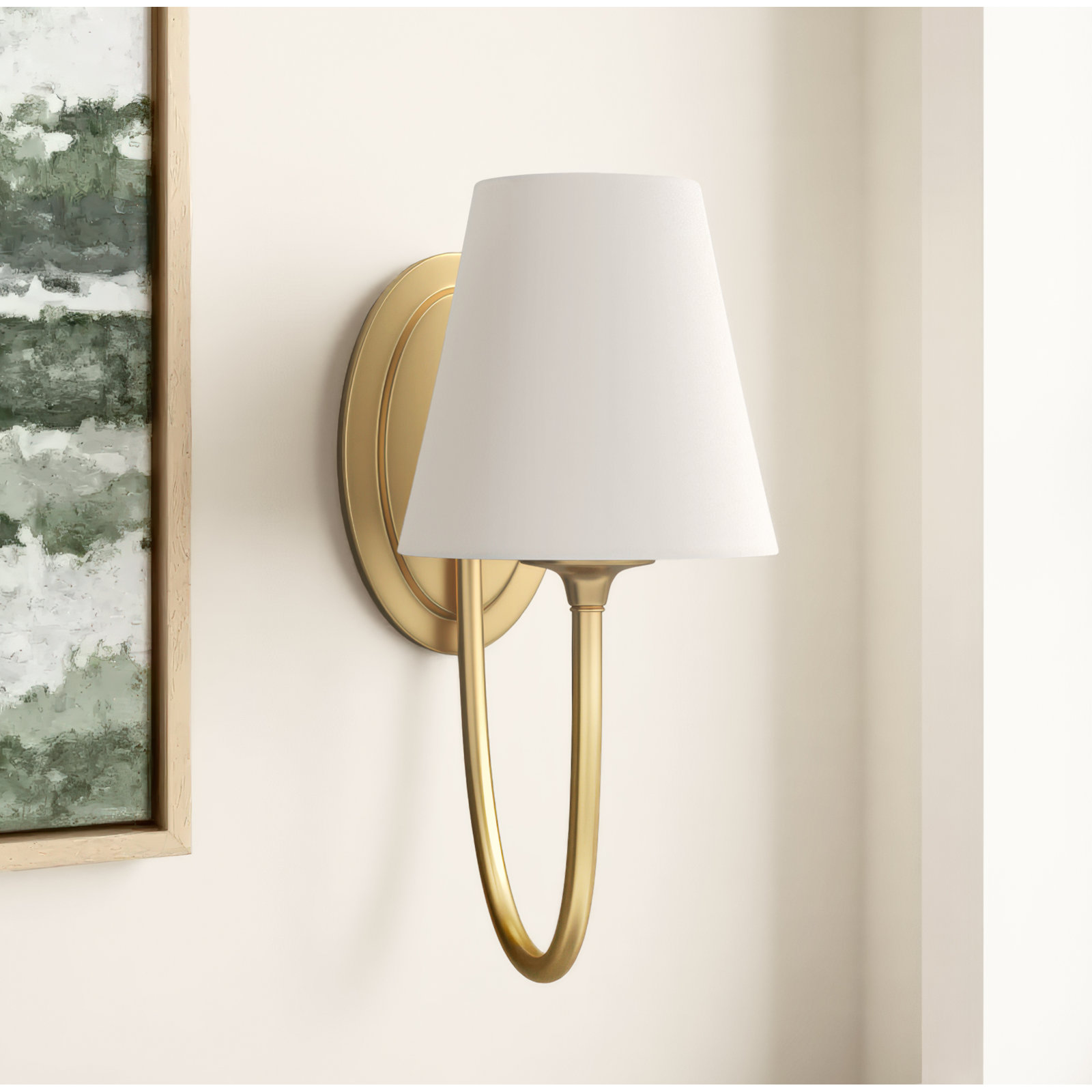 Margarett Single Light Glass Dimmable LED Armed Sconce, Vibrant Gold