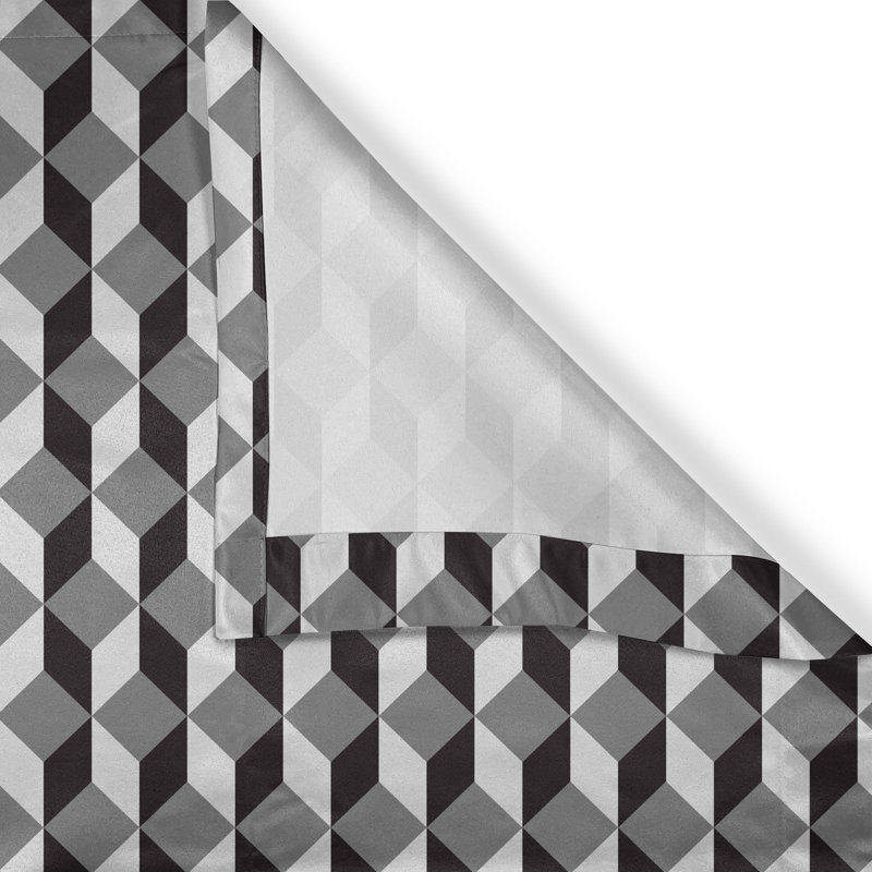 Rideau à œillets géométrique à 2 panneaux East Urban Home, 50 po, gris noir et gris pâle, L 50 po x L 108 po
