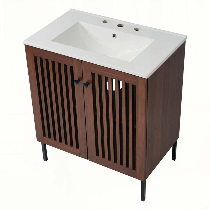Meuble-lavabo de salle de bain avec lavabo en céramique