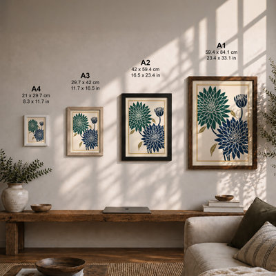 Chrysanthemum Study Japandi - Framed Print