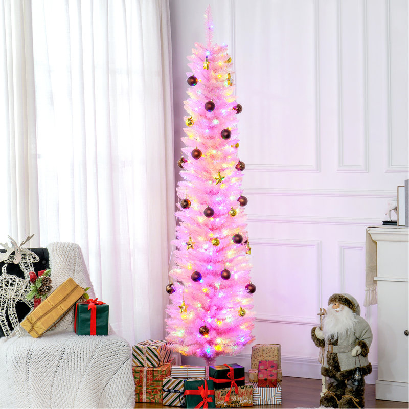 Grand sapin de Noël artificiel pré-éclairé avec 360 branches colorées, H 5,9 pi