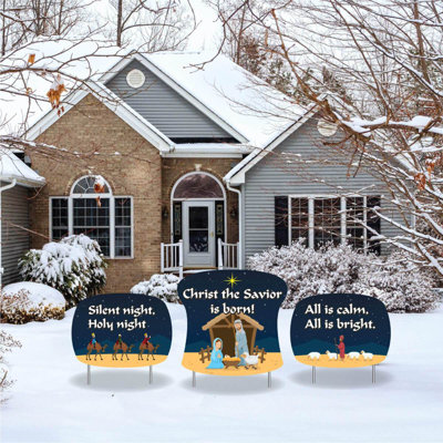 Victorystore Silent Night Christmas Yard Decorations Display, Outdoor Christmas Decor 3 Pieces