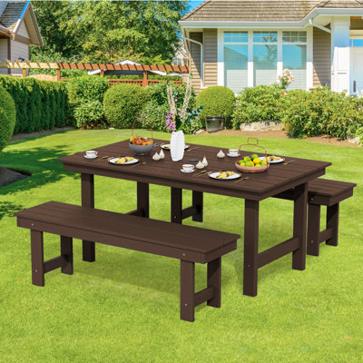 Julian High Density Polyethylene Outdoor Dining Stool 3-Piece Set